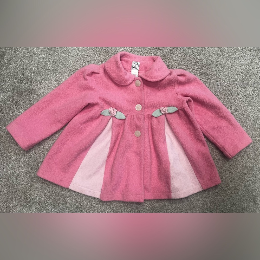 Charming Pink Pea Coat with Classic A-Line Silhouette